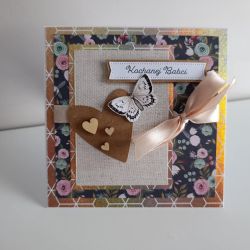 Kartka na Dzień Babci serduszka