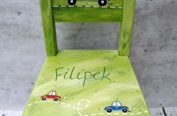 zielone krzesełko z oparciem autko
