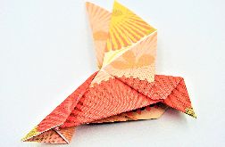 Magnes na lodówkę origami ptaszek rózowo-żółty