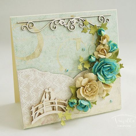 Kartka ślubna - para na mostku