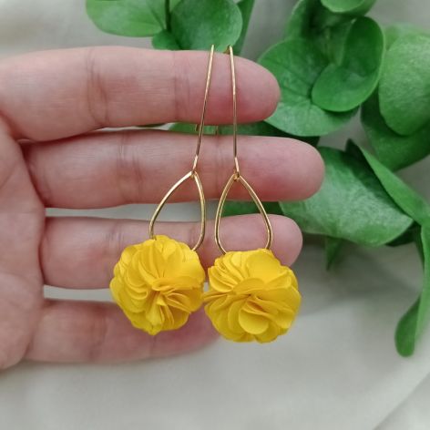 Żółte kolczyki kwiatki wesele ślub na lato