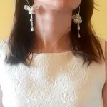 Kolczyki ślubne kremowe kwiaty eleganckie  - Długość