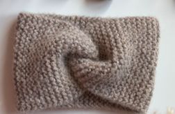 Opaska na głowę typu twist, z wełny alpaki, beżowa