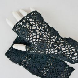 Rękawiczki, mitenki szydełkowe czarne