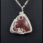 Kwarc, Srebrny wisior z kwarcem truskawkowym - Sterling silver pendant with Strawberry Quartz, wire wrapped, gift for her gift for mom perfect present unique artisan handcrafted jewelry