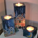 Świeczniki świąteczne – zimowe miasteczko 3 - świeczniki vintage