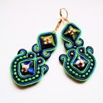 Green Cloisonne kolczyki sutasz - 