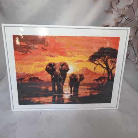 Obrazek diamentowy 30x40cm SŁONIE