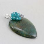 Agat smoczy jadeit i srebro - wisior - 