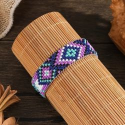 Bransoletka BOHO pleciona z koralików violet Bransoletka BOHO pleciona z koralików violet