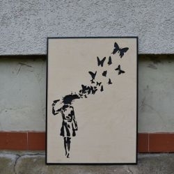 Drewniany obraz Banksy Abstrakcja