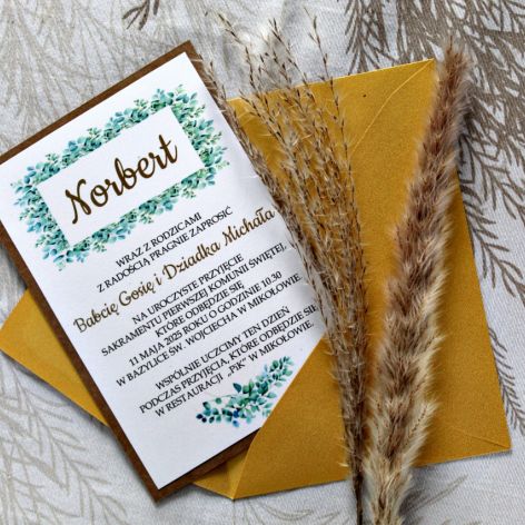 Zaproszenie Komunijne - Eukaliptus 4