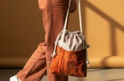 Torba shopper z kominem RASPBERI – unikatowa torba handmade w stylu no waste