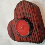 Świecznik drewniany świerk Shou Sugi Ban rubin, Romy No. 19 - 