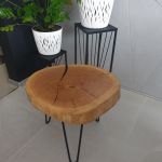 Stolik kawowy, plaster dębowy, czarna żywica - 