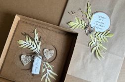 071,kartka na ślub z brzozowymi serduszkami w pudełku z torebką