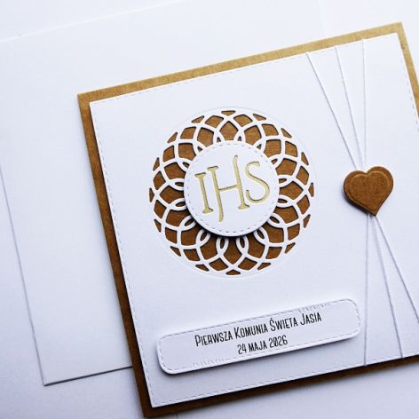 Skromna kartka komunijna ręcznie robiona 