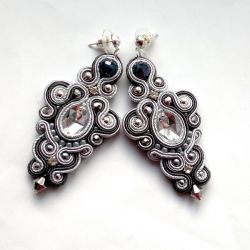 Kolczyki Szaro-grafitowo-srebrzyste