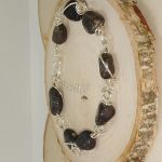 Bransoletka z czarnych australijskich opali - Srebrna bransoletka z czarnymi opalami
