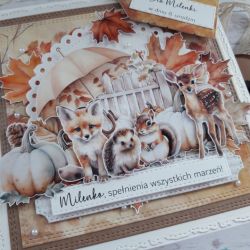 Dziecięca kartka urodzinowa ze zwierzątkami leśnymi