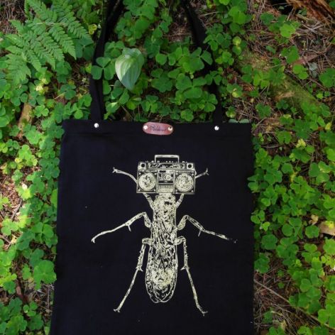 Insektofon - czarna torba bawełniana