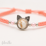 Bransoletka pleciona z kotem - Howlit BKI2603 - pleciona bransoletka dla mamy