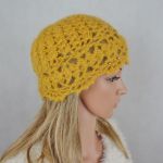 Czapka w kolorze miodu - Czapka szydełkowa