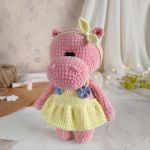 Hipopotamek w sukience, Hipcia pluszowa, Prezent dla dziewczynki - Wysokość maskotki około 24 cm.