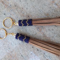 Brelok, brelok skórzany, brelok z koralikami