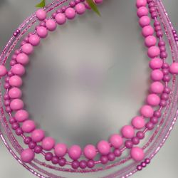Naszyjnik Różowe Kulki Korale Kaskadowe 25.165
