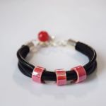 Bransoletka gruby rzemień porcelana - 