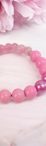 Bransoletka na gumce różowa