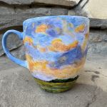 Porcelanowy kubek ręcznie malowany Las wieczorem  - 