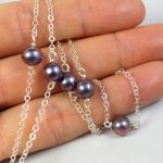 Srebrny naszyjnik perłą słodkowodną fioletowy - amulet z perłami srebrny