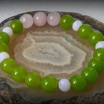  Kolekcja "bransoletki na bogato" - Nr 446 - bransoletka z kamienia green perydot stone , kwarcu rożowego oraz kryształków