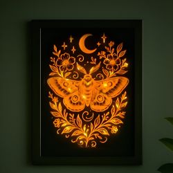 Podświetlana ramka LED z grawerem na szkle ⭐ Ćma 