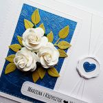 Kartka na ślub z różami handmade elegancka  - Kartka ślubna z białymi różami