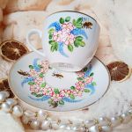 Ręcznie malowany komplet kwiaty i pszczoły 200 ml. - Ręcznie malowane