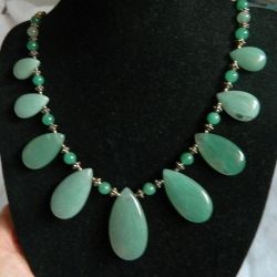 Zielony awenturyn, kamień szczęścia, elegancka, wytworna kolia, naszyjnik