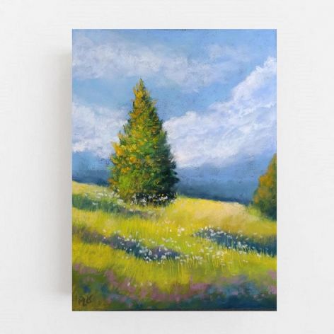 Letnia łąka-praca pastelami suchymi .