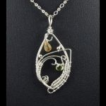 Cytryn Srebrny wisior z cytrynem, peridotem - wisior srebrny wire wrapped