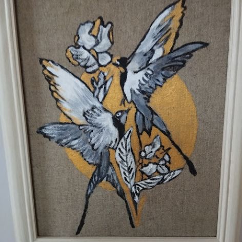 Taniec jaskółek - obraz malowany