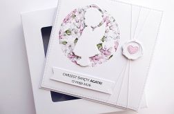 Kartka z aniołkiem-dziewczynką na Chrzest