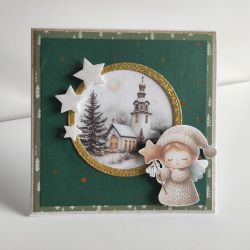 Kartka bożonarodzeniowa handmade z aniołkiem 1