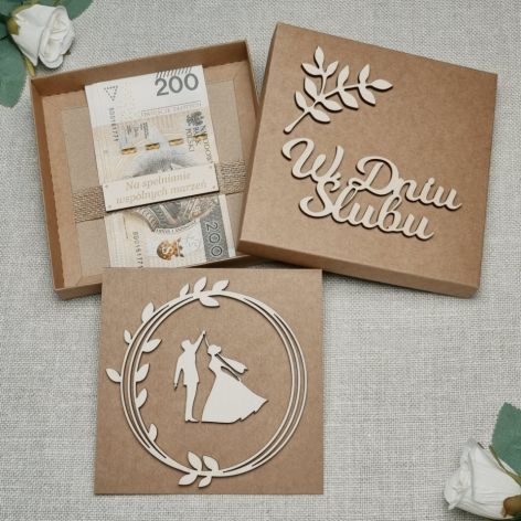 Ślubne pudełko, kartka, drewno,kraft GW3