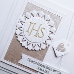 Kartka komunijna z życzeniami personalizowana - Elegancka kartka komunijna handmade