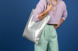 Szara błyszcząca shopperka