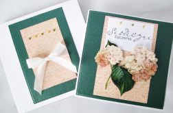 Kartka SERDECZNE ŻYCZENIA z hortensjami