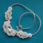 Naszyjnik-kolia Biało-Srebrzysty & Złoto - 