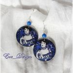 Kolczyki decoupage drewniane okrągłe Gustav Klimt Złota Adela - 